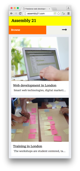 Responsive design: mobile view