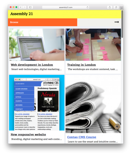 Responsive design: tablet view